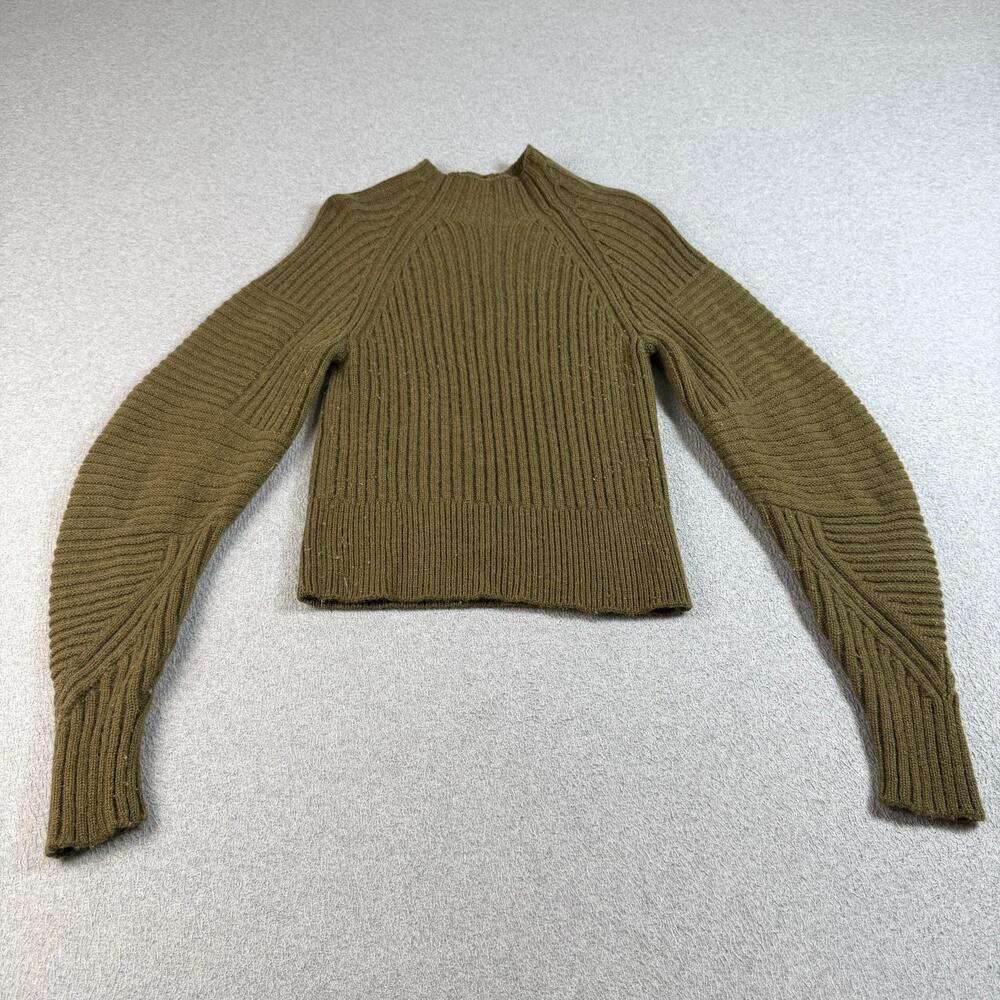 Rag & Bone Wool Sweater Women Medium Green Mock Neck Ribbed Cropped Boho Y2K